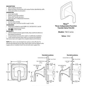 Moen T4612BG Voss Diverter 3-Function Shower Transfer Valve Trim Kit, Valve Required, Brushed Gold