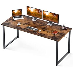 coleshome 63 inch computer desk, modern simple style desk for home office, study student writing desk, vintage