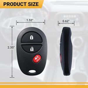 Key Fob Keyless Entry Remote Compatible with 2004-2015 Toyota Tacoma Tundra Sienna Sequoia 3 Buttons Car Key FCC: GQ43VT20T-2 Packs