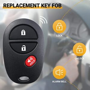 Key Fob Keyless Entry Remote Compatible with 2004-2015 Toyota Tacoma Tundra Sienna Sequoia 3 Buttons Car Key FCC: GQ43VT20T-2 Packs