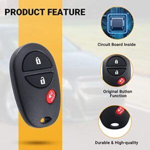 Key Fob Keyless Entry Remote Compatible with 2004-2015 Toyota Tacoma Tundra Sienna Sequoia 3 Buttons Car Key FCC: GQ43VT20T-2 Packs