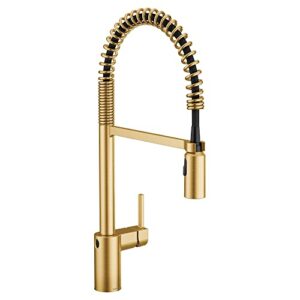 moen 5923ewbg align motionsense wave sensor touchless one handle pre-rinse spring kitchen faucet, brushed gold