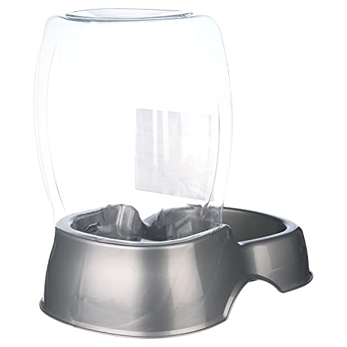 Petmate Pet Café Indoor & Outdoor Automatic Water Station Dispenser Bowl for Dogs, Cats, Rabbits, & Small Animals, Pearl Silver, 0.75 Gallon (Small)
