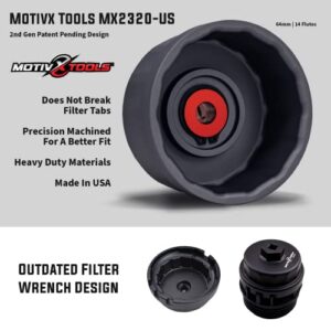 Motivx Tools Oil Filter Wrench for Toyota Camry, Tundra, Tacoma, 4Runner, RAV4 and More - 64mm 14 Flute Precision CNC Machined Aluminum Oil Filter Removal Tool