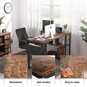 Homieasy Small L Shaped Computer Desk, 47 Inch L-Shaped Corner Desk with Reversible Storage Shelves for Home Office Workstation, Modern Simple Style Writing Desk Table with Storage Bag(Rustic Brown)