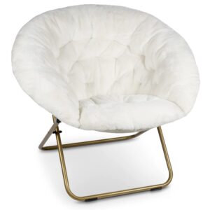 milliard cozy chair/faux fur saucer chair for bedroom/x-large (white)