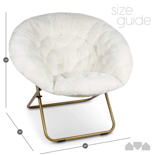 Milliard Cozy Chair/Faux Fur Saucer Chair for Bedroom/X-Large (White)