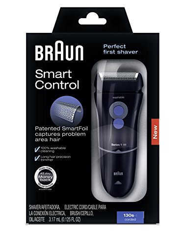 Braun Series 1 130s Men's Electric Foil Shaver Corded Electric Razor, Smart Control, Black