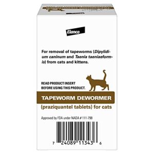 Elanco Tapeworm Dewormer (praziquantel tablets) for Cats and Kittens 6 Weeks and Older, 3-count