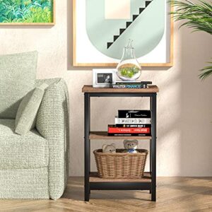 VECELO Versatile Side/End Table with Storage Shelf Nightstands for Living Room,Bedroom Furniture (Set of 2), Shelves, Retro Brown