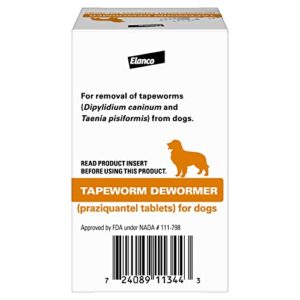 Elanco Tapeworm Dewormer (praziquantel tablets) for Dogs, 5 Count (Pack of 1) Praziquantel Tablets for Dogs and Puppies 4 Weeks and Older