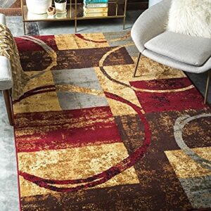 Unique Loom Barista Collection Modern, Abstract, Vintage, Distressed, Urban, Geometric, Rustic, Warm Colors Area Rug (5' 0 x 8' 0 Rectangular, Multi/Beige)