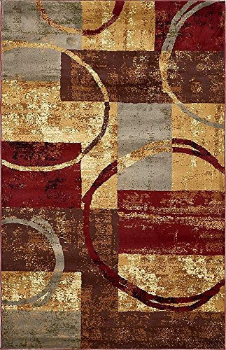 Unique Loom Barista Collection Modern, Abstract, Vintage, Distressed, Urban, Geometric, Rustic, Warm Colors Area Rug (5' 0 x 8' 0 Rectangular, Multi/Beige)