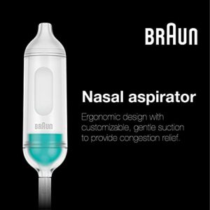 Braun Manual Nasal Aspirator – Quickly and Gently Clear Stuffed Infant Noses - Toddler and Baby Nasal Aspirator with Two Nose Tips