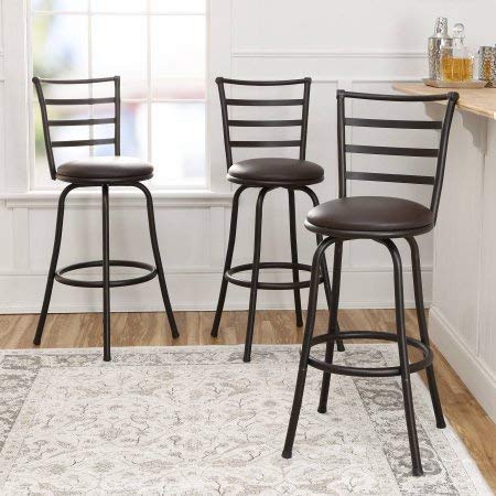 Mainstays Adjustable-Height Swivel Barstool, Hammered Bronze Finish, Set of 3 - Brown