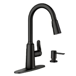 Moen Edwyn 87028BL Matte Black 1-Handle Deck-Mount Pull-Down Handle Kitchen Faucet (Deck Plate Included)