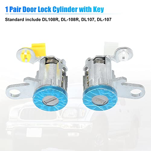 X AUTOHAUX 1 Pair Door Lock Cylinder Set Kit with 2 Keys for Toyota Tacoma 1995-2004 DL-107 DL108R Front Driver and Passenger Side Door Lock Set Tumbler with Key 6905135070 6905235070 LH RH