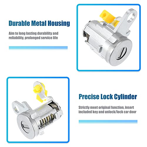 X AUTOHAUX 1 Pair Door Lock Cylinder Set Kit with 2 Keys for Toyota Tacoma 1995-2004 DL-107 DL108R Front Driver and Passenger Side Door Lock Set Tumbler with Key 6905135070 6905235070 LH RH