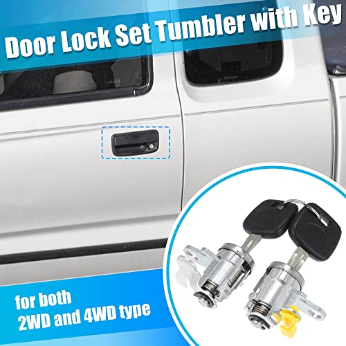 X AUTOHAUX 1 Pair Door Lock Cylinder Set Kit with 2 Keys for Toyota Tacoma 1995-2004 DL-107 DL108R Front Driver and Passenger Side Door Lock Set Tumbler with Key 6905135070 6905235070 LH RH