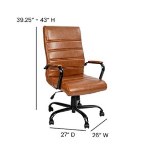 Flash Furniture Whitney High Back Desk Chair - Brown LeatherSoft Executive Swivel Office Chair with Black Frame - Swivel Arm Chair