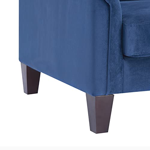 Naomi Home Natalia Velvet Accent Chair Comfy Upholstered Plush Mid-Century Modern Accent Armchair for Bedroom, Living Room – Blue