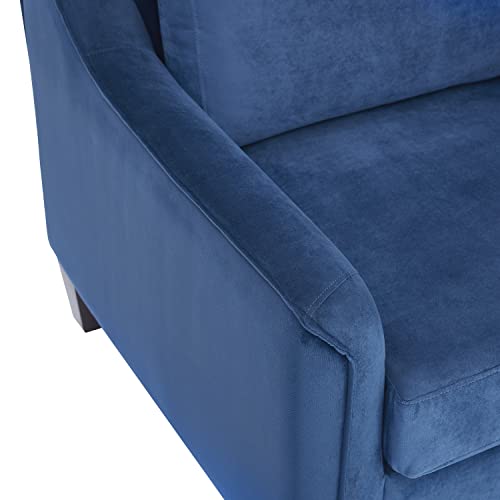 Naomi Home Natalia Velvet Accent Chair Comfy Upholstered Plush Mid-Century Modern Accent Armchair for Bedroom, Living Room – Blue