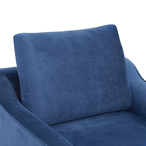 Naomi Home Natalia Velvet Accent Chair Comfy Upholstered Plush Mid-Century Modern Accent Armchair for Bedroom, Living Room – Blue