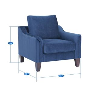 Naomi Home Natalia Velvet Accent Chair Comfy Upholstered Plush Mid-Century Modern Accent Armchair for Bedroom, Living Room – Blue