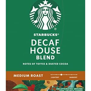 Starbucks Decaf House Blend Coffee K-Cup Pods, Medium Roast Decaffeinated Ground Coffee K-Cups for Keurig Brewing System, 10 CT K-Cups/Box (Pack of 2)