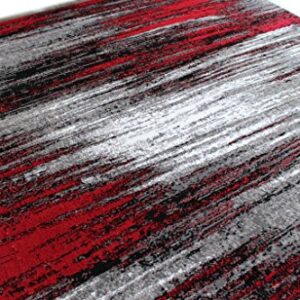 Masada Rugs, Modern Contemporary Area Rug, Red Grey Black (8 Feet X 10 Feet) Large Livingroom, Bedroom, Office Rug