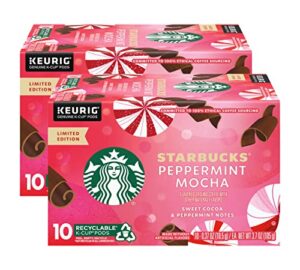 starbucks flavored k-cup coffee pods (peppermint mocha, 10 count (pack of 2))