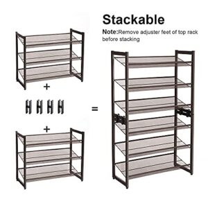 SONGMICS 3-Tier Shoe Rack Storage, Adjustable Metal Mesh Shoe Organizer Stand, Flat or Angled Stackable Shoe Rack Shelf for 9-12 Pairs, Shoe Tower for High Heels, Sneakers, Closet, Entryway, Bronze