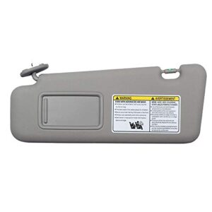 dasbecan front left driver side sun visor with light compatible with toyota highlander 2008-2013 74320-48500-b0 (gray)