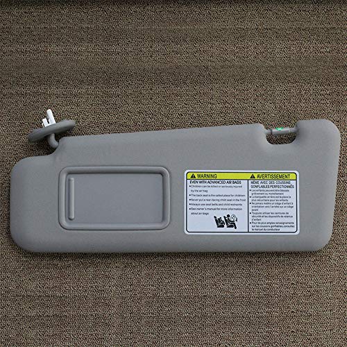 Dasbecan Front Left Driver Side Sun Visor with Light Compatible with Toyota Highlander 2008-2013 74320-48500-B0 (Gray)