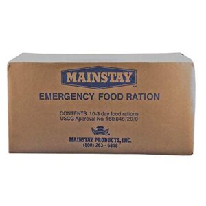 mainstay emergency food rations with outdoors equipment emergency guide-3600 calorie bar- full case