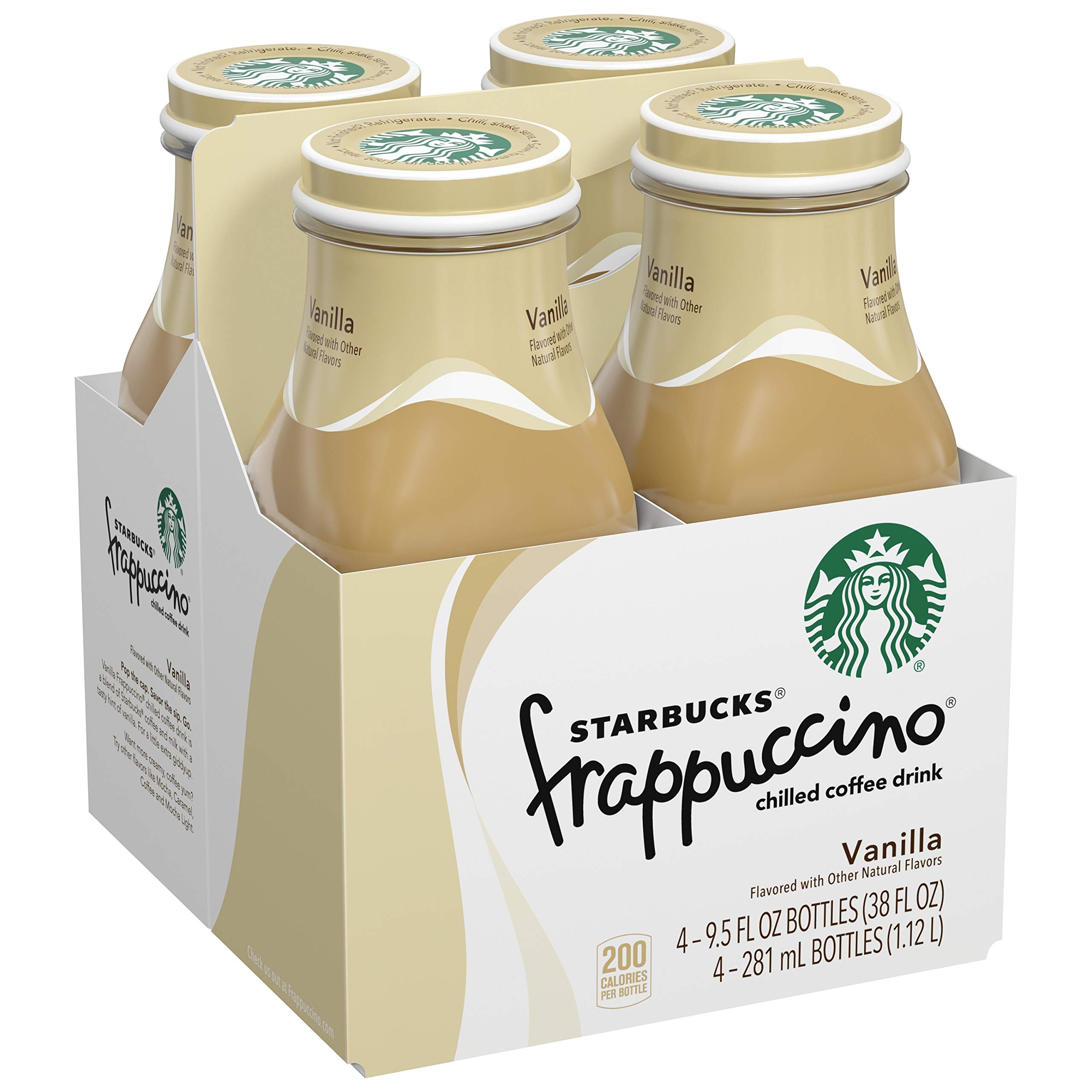 Starbucks Frappuccino Vanilla Coffee Beverage, 9.5 oz glass bottles (4 Pack)