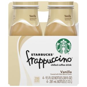 Starbucks Frappuccino Vanilla Coffee Beverage, 9.5 oz glass bottles (4 Pack)