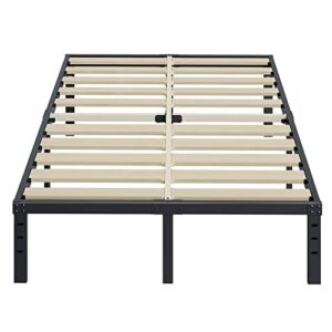 ziyoo queen size bed frame 16 inches high, 3 inches wide wood slats with 3500 pounds support for foam mattress, no box spring needed, heavy duty metal platform bed frame, easy assembly, noise free