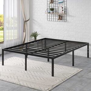ikalido queen size metal platform bed frame, heavy duty metal slats support with large storage space and reserved holes for diy headboard, no box spring needed/ easy assembly/ noise-free/ non-slip