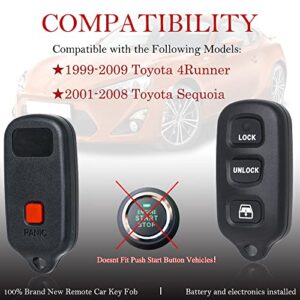 Key Fob Remote Replacement Fits for Toyota 4Runner 1999 2000 2001 2002 2003 2004 2005 2006 2007-2009/Sequoia 2001-2008 HYQ12BBX Keyless Entry Remote Control HYQ12BAN/HYQ1512Y/89742-35050(Pack of 2)