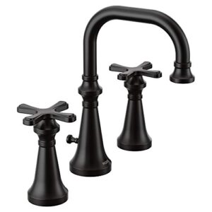 moen ts44103bl colinet traditional two widespread high-arc bathroom faucet with cross handles valve required, matte black