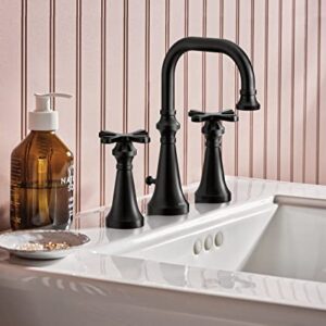 Moen TS44103BL Colinet Traditional Two Widespread High-Arc Bathroom Faucet with Cross Handles Valve Required, Matte Black