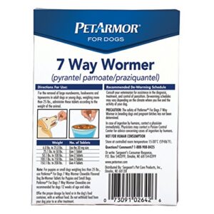 PetArmor 7 Way De-Wormer for Dogs, Oral Treatment for Tapeworm, Roundworm & Hookworm in Large Dogs & Puppies (Over 25 lbs), Worm Remover (Praziquantel & Pyrantel Pamoate), 2 Flavored Chewables