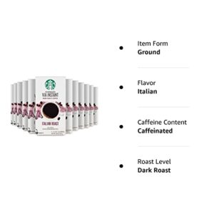Starbucks VIA Instant Coffee Dark Roast Packets — Italian Roast — 100% Arabica - 8 Count (Pack of 12) - Packaging may vary