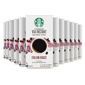 starbucks via instant coffee dark roast packets — italian roast — 100% arabica – 8 count (pack of 12) – packaging may vary