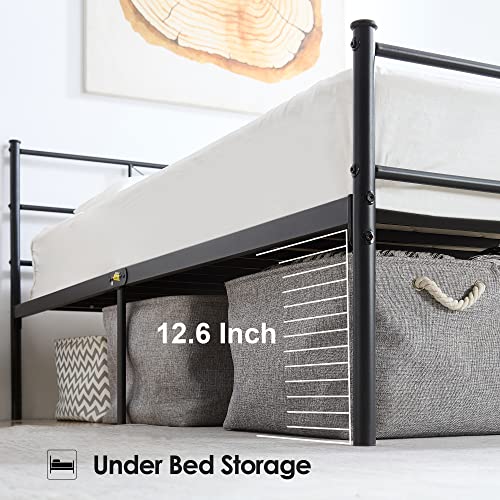 VECELO Metal Platform Bed Frame Mattress Foundation with Headboard & Footboard / Firm Support & Easy Set up Structure, Full, Black