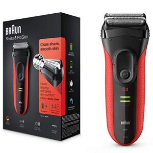 braun series 3 proskin 3030s electric shaver for men/rechargeable electric razor – red