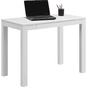 Mainstays Furniture New Parsons Desk with Drawer, Multiple Colors (White)