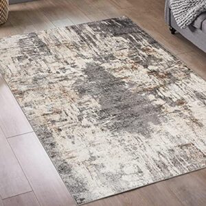 luxe weavers rug 7680 abstract modern area rug, stain resistant, machine-made, gray / 8′ x 10′