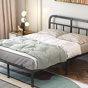 ZIYOO California King Bed Frame with Headboard, Heavy Duty Platform Bed Frame, No Box Spring Needed, Noise Free, Under Bed Storage Space, Black (Cal King)